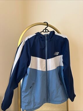New Balance Navy, White & Light Blue Colorblock Windbreaker